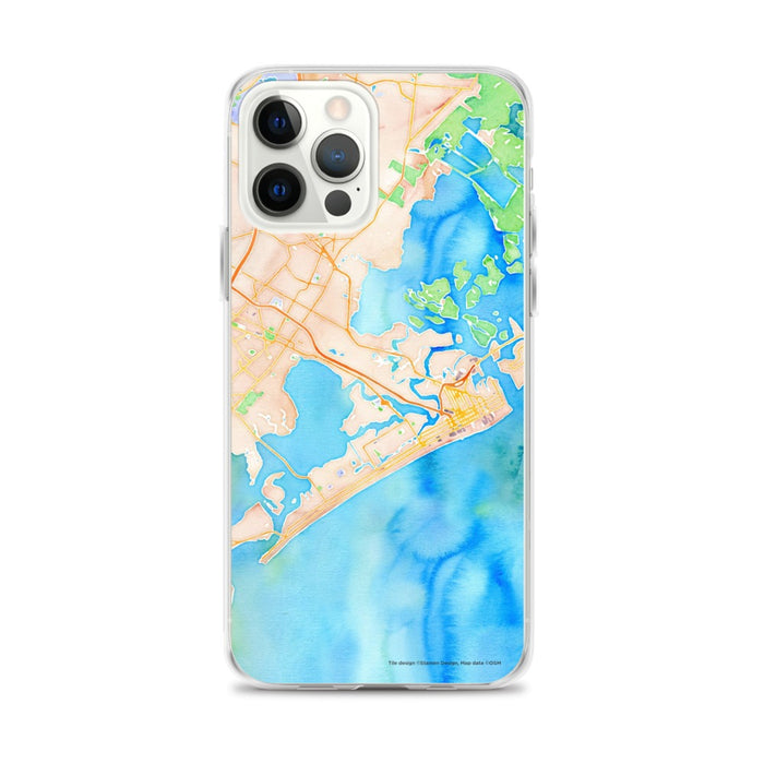 Custom iPhone 12 Pro Max Atlantic City New Jersey Map Phone Case in Watercolor