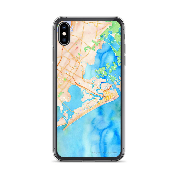 Custom iPhone XS Max Atlantic City New Jersey Map Phone Case in Watercolor