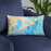 Custom Atlantic City New Jersey Map Throw Pillow in Watercolor on Blue Colored Chair