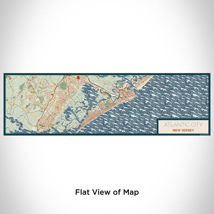 Flat View of Map Custom Atlantic City New Jersey Map Enamel Mug in Woodblock