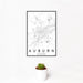 12x18 Auburn Alabama Map Print Portrait Orientation in Classic Style With Small Cactus Plant in White Planter