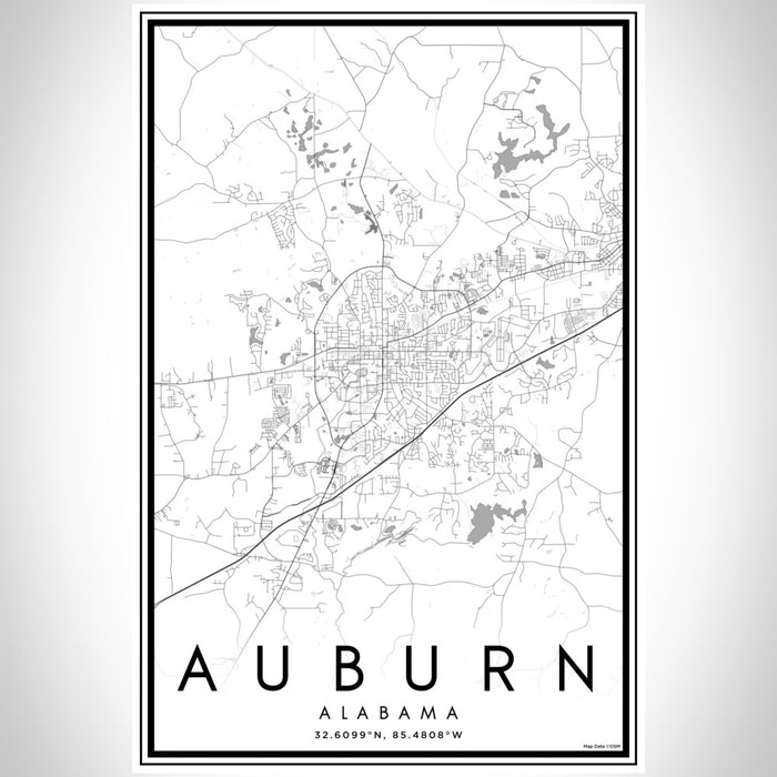 Auburn Alabama Map Print Portrait Orientation in Classic Style With Shaded Background