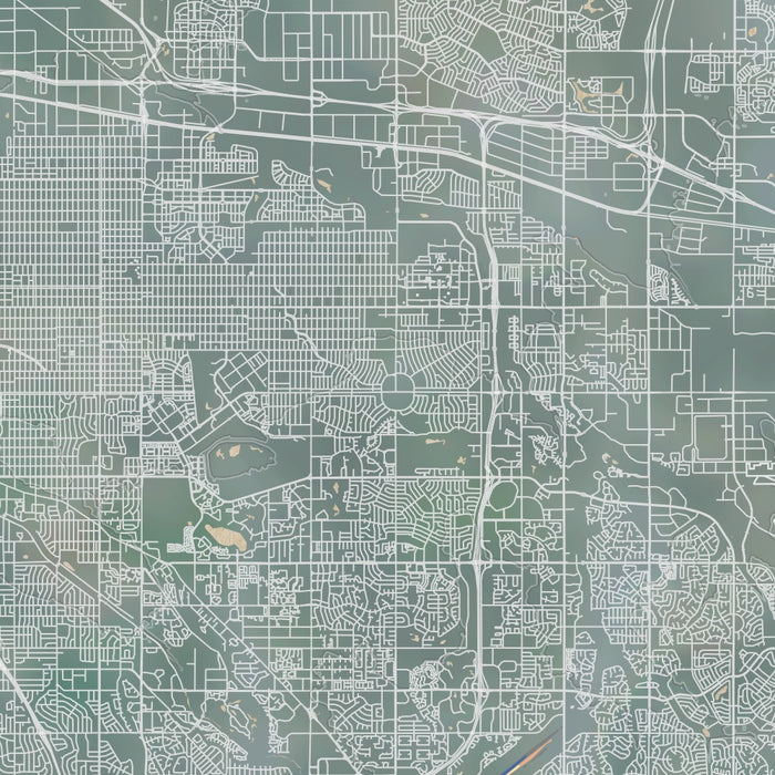 Aurora Colorado Map Print in Afternoon Style Zoomed In Close Up Showing Details