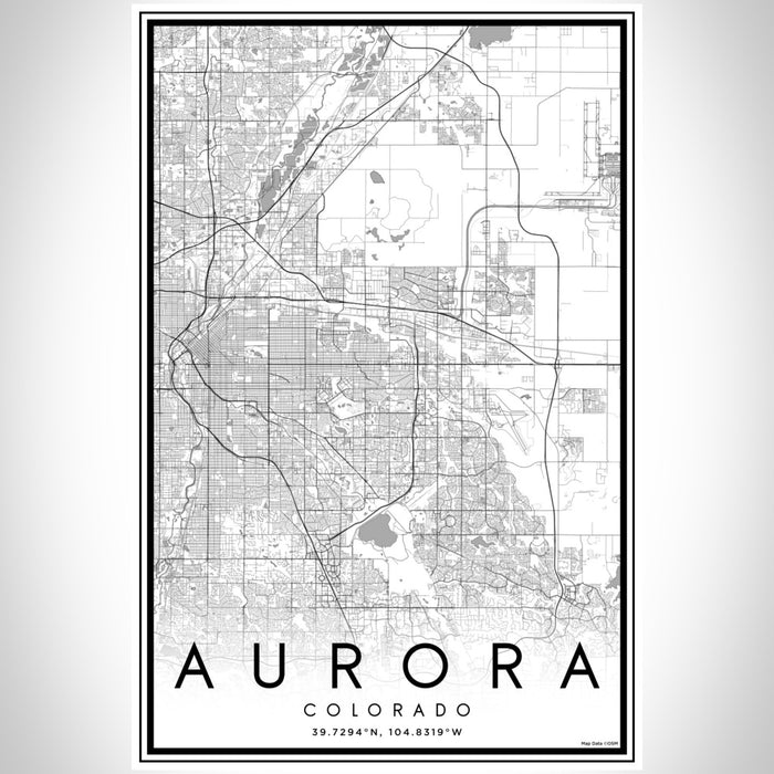 Aurora Colorado Map Print Portrait Orientation in Classic Style With Shaded Background