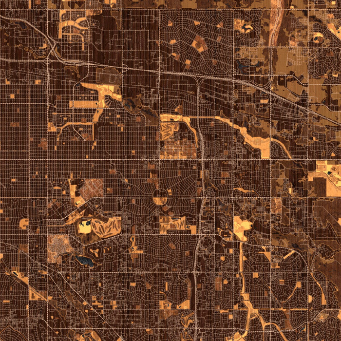 Aurora Colorado Map Print in Ember Style Zoomed In Close Up Showing Details
