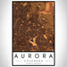 Aurora Colorado Map Print Portrait Orientation in Ember Style With Shaded Background