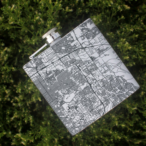 Aurora Colorado Custom Engraved City Map Inscription Coordinates on 6oz Stainless Steel Flask in White