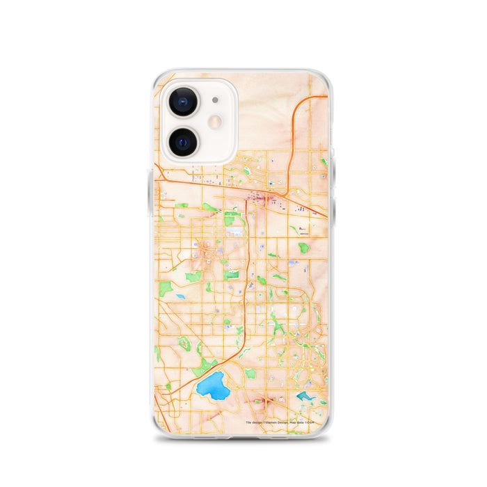 Custom Aurora Colorado Map iPhone 12 Phone Case in Watercolor