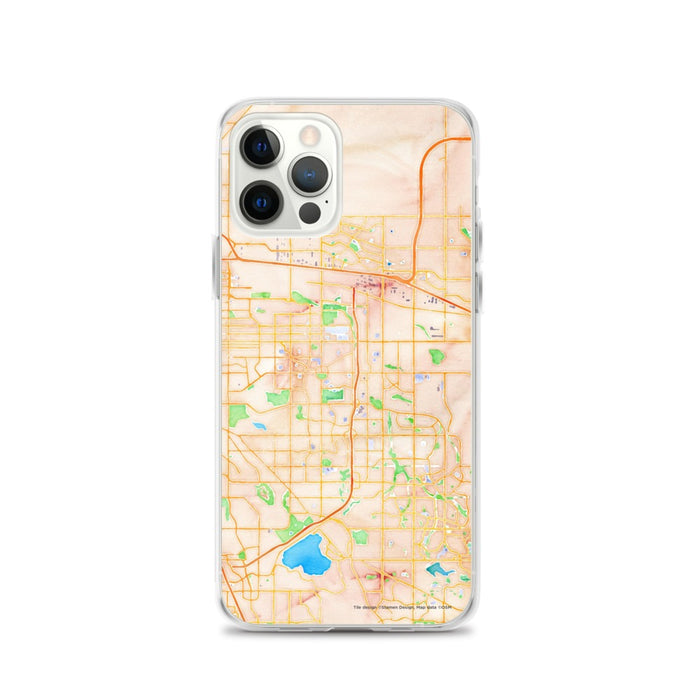 Custom Aurora Colorado Map iPhone 12 Pro Phone Case in Watercolor