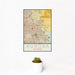 12x18 Aurora Colorado Map Print Portrait Orientation in Woodblock Style With Small Cactus Plant in White Planter