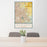 24x36 Aurora Colorado Map Print Portrait Orientation in Woodblock Style Behind 2 Chairs Table and Potted Plant
