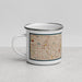 Left View Custom Aurora Colorado Map Enamel Mug in Woodblock