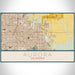 Aurora Colorado Map Print Landscape Orientation in Woodblock Style With Shaded Background