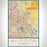 Aurora Colorado Map Print Portrait Orientation in Woodblock Style With Shaded Background