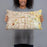 Person holding 20x12 Custom Aurora Colorado Map Throw Pillow in Woodblock