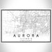 Aurora Illinois Map Print Landscape Orientation in Classic Style With Shaded Background