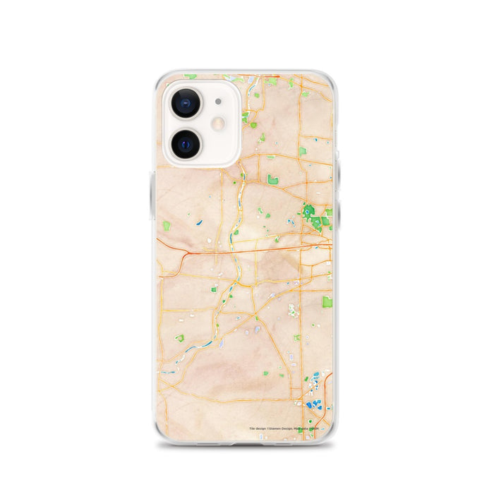 Custom Aurora Illinois Map iPhone 12 Phone Case in Watercolor
