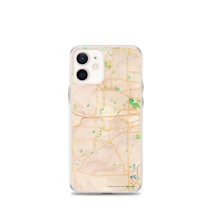 Custom Aurora Illinois Map iPhone 12 mini Phone Case in Watercolor