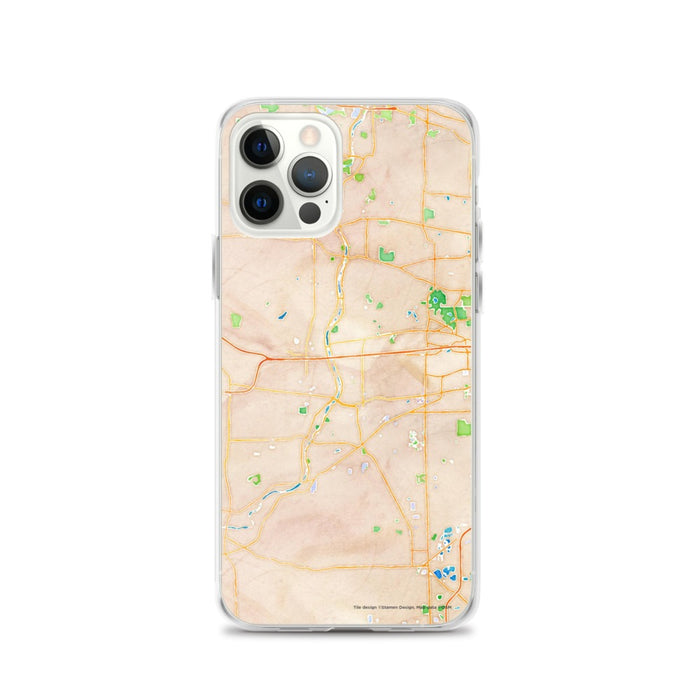 Custom Aurora Illinois Map iPhone 12 Pro Phone Case in Watercolor