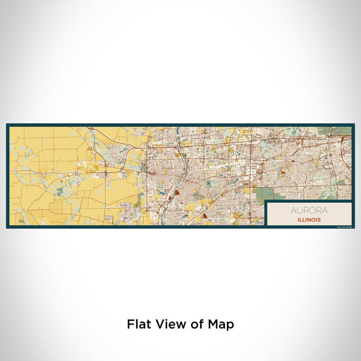 Flat View of Map Custom Aurora Illinois Map Enamel Mug in Woodblock