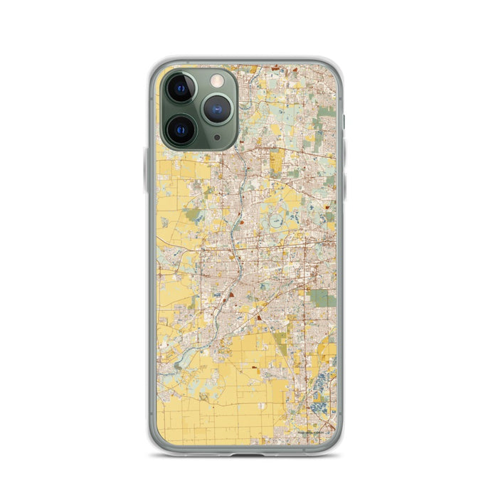 Custom Aurora Illinois Map Phone Case in Woodblock