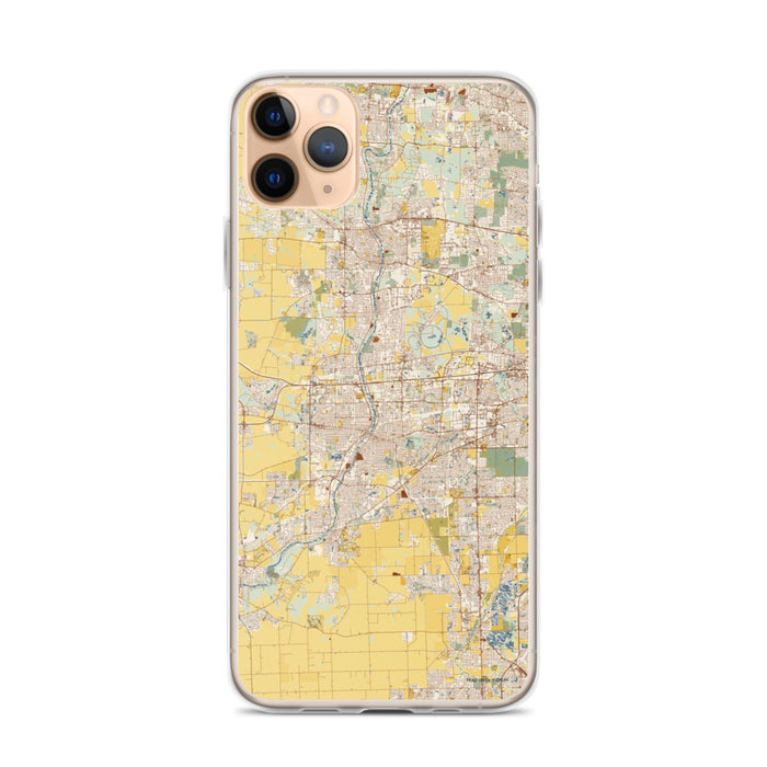 Custom Aurora Illinois Map Phone Case in Woodblock