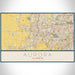 Aurora Illinois Map Print Landscape Orientation in Woodblock Style With Shaded Background