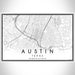 Austin Texas Map Print Landscape Orientation in Classic Style With Shaded Background