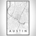 Austin Texas Map Print Portrait Orientation in Classic Style With Shaded Background
