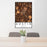 24x36 Austin Texas Map Print Portrait Orientation in Ember Style Behind 2 Chairs Table and Potted Plant