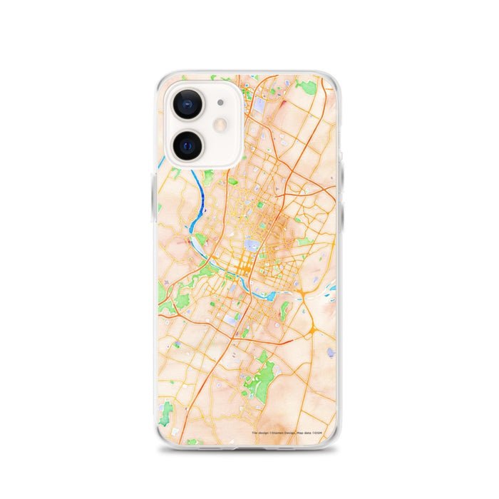Custom Austin Texas Map iPhone 12 Phone Case in Watercolor