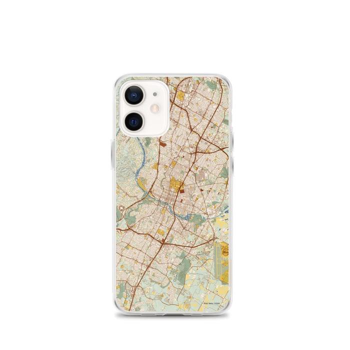 Custom Austin Texas Map iPhone 12 mini Phone Case in Woodblock