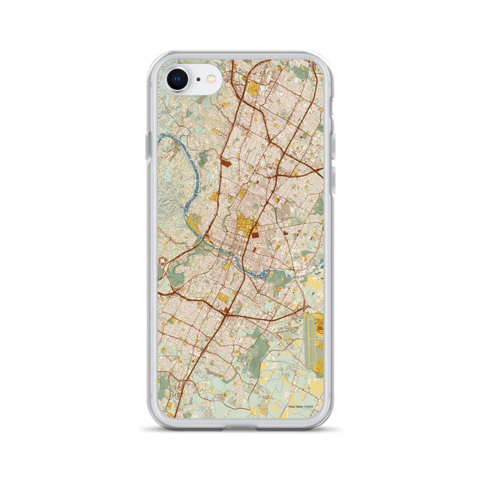 Custom Austin Texas Map iPhone SE Phone Case in Woodblock
