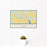 12x18 Autaugaville Alabama Map Print Landscape Orientation in Woodblock Style With Small Cactus Plant in White Planter
