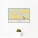 12x18 Autaugaville Alabama Map Print Landscape Orientation in Woodblock Style With Small Cactus Plant in White Planter