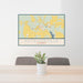 24x36 Autaugaville Alabama Map Print Lanscape Orientation in Woodblock Style Behind 2 Chairs Table and Potted Plant
