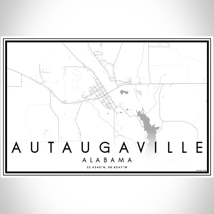Autaugaville Alabama Map Print Landscape Orientation in Classic Style With Shaded Background