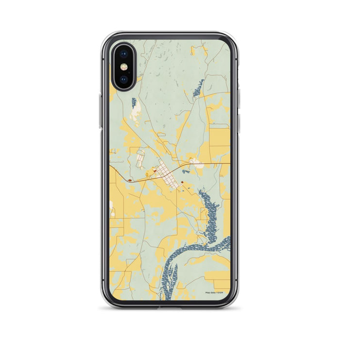 Custom iPhone X/XS Autaugaville Alabama Map Phone Case in Woodblock
