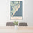 24x36 Avalon New Jersey Map Print Portrait Orientation in Woodblock Style Behind 2 Chairs Table and Potted Plant