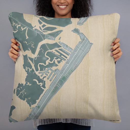 Person holding 22x22 Custom Avalon New Jersey Map Throw Pillow in Afternoon