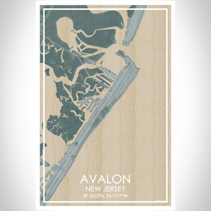 Avalon New Jersey Map Print Portrait Orientation in Afternoon Style With Shaded Background