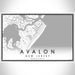 Avalon New Jersey Map Print Landscape Orientation in Classic Style With Shaded Background