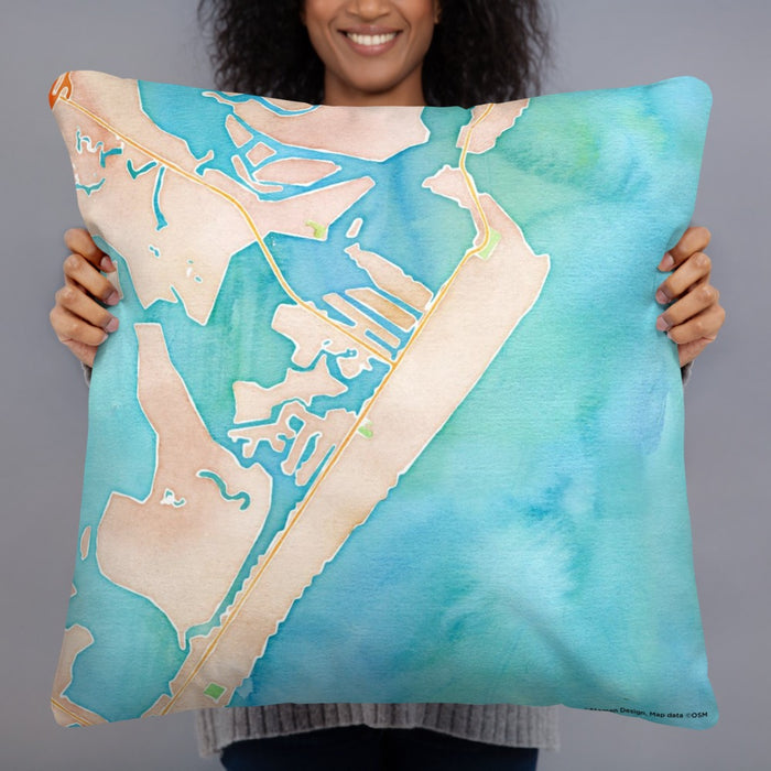 Person holding 22x22 Custom Avalon New Jersey Map Throw Pillow in Watercolor