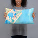 Person holding 20x12 Custom Avalon New Jersey Map Throw Pillow in Watercolor