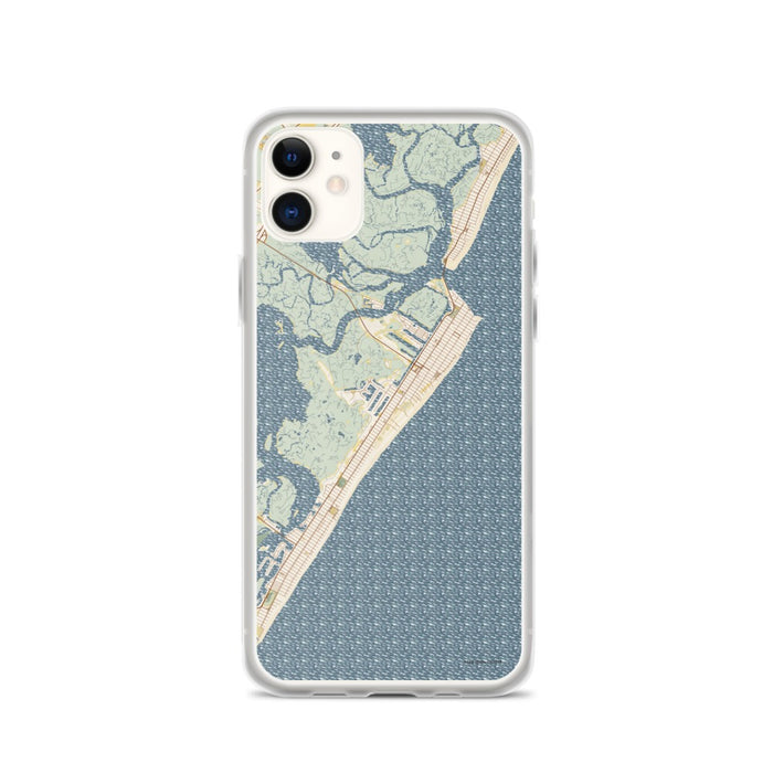 Custom iPhone 11 Avalon New Jersey Map Phone Case in Woodblock