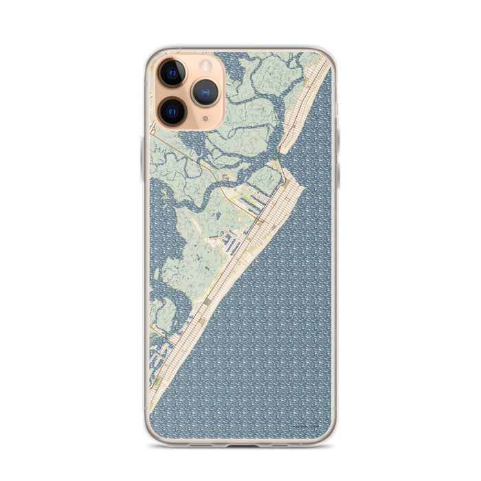Custom iPhone 11 Pro Max Avalon New Jersey Map Phone Case in Woodblock