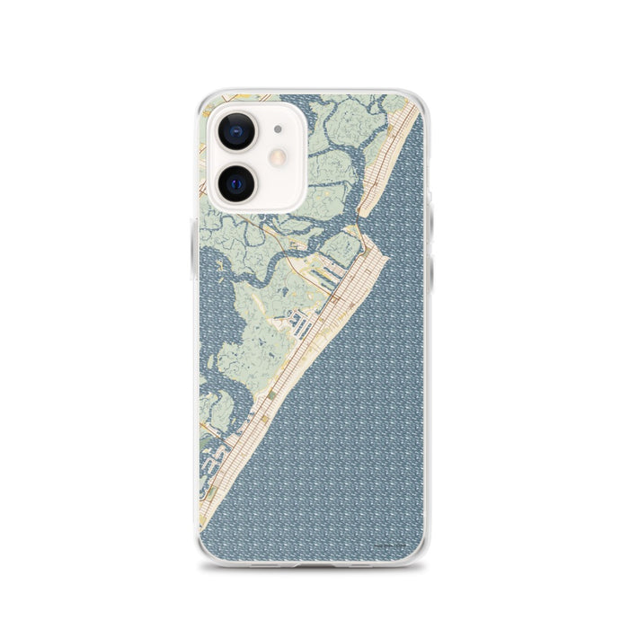 Custom iPhone 12 Avalon New Jersey Map Phone Case in Woodblock