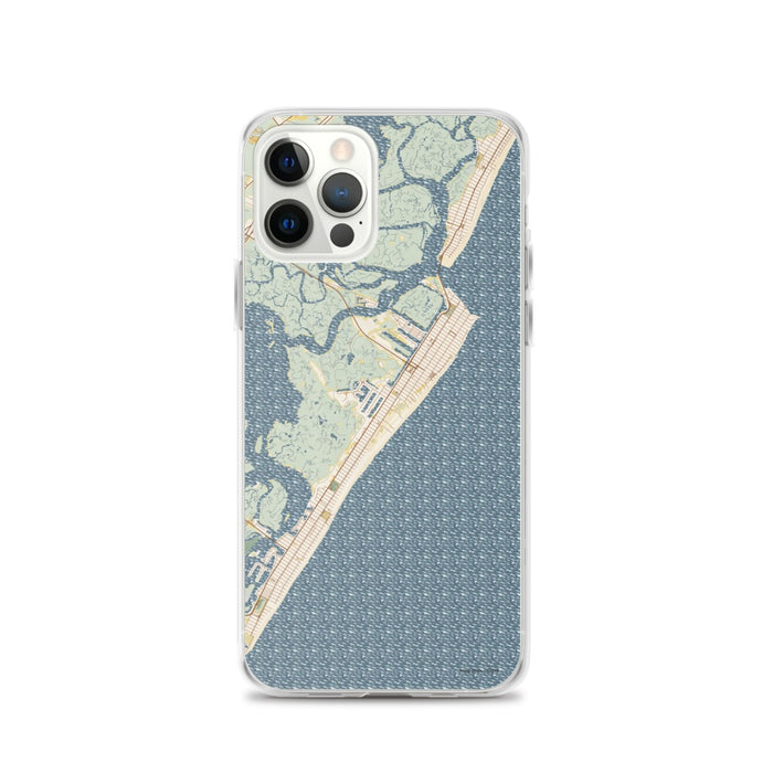 Custom iPhone 12 Pro Avalon New Jersey Map Phone Case in Woodblock
