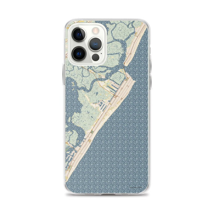 Custom iPhone 12 Pro Max Avalon New Jersey Map Phone Case in Woodblock