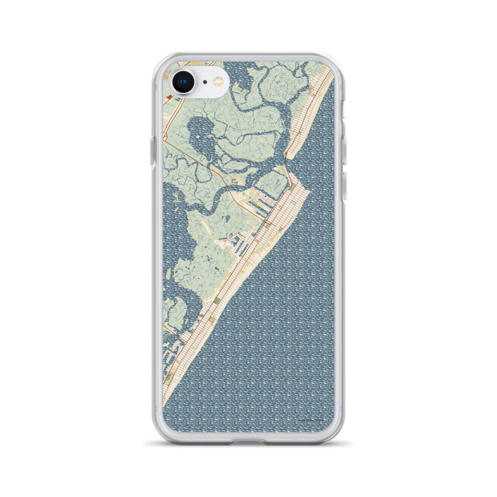 Custom iPhone SE Avalon New Jersey Map Phone Case in Woodblock